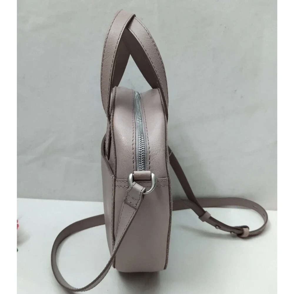 Madewell Light Purple Leather Round Shape Zipper Satchel Crossbody Bag